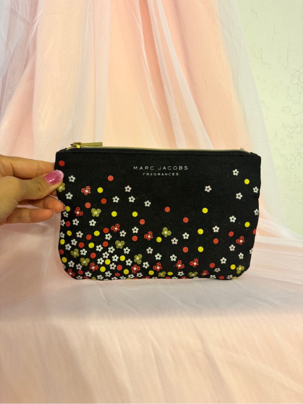 Marc Jacobs Black Floral Zip Pouch